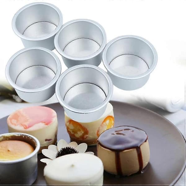 5 Pcs Mini Cake Molds with Removable Bottom Help You Make Pudding and Small Cake Al