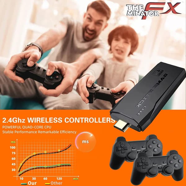Trådløs Retro Spillekonsol 4K HDMI Plug and Play Videospil-stick