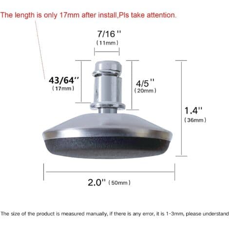 Kontorstol erstatningshjul svingbare hjul for fast base 7/16\" (11 mm) diameter stang kompatibel med de fleste kontorstoler