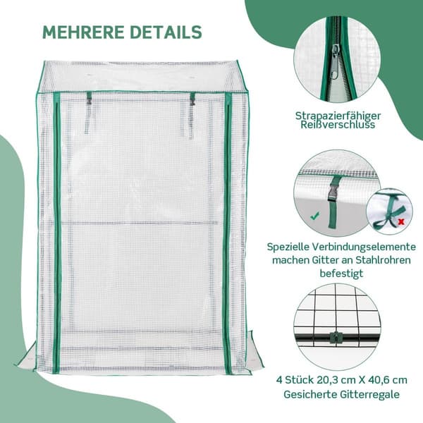 100 x 81 x 150 cm udendørs drivhus have-drivhus med 2 rulledøre