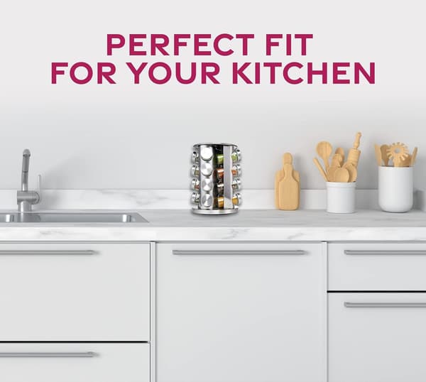 Rotating Spice Rack with 16 Glass Jars 2550