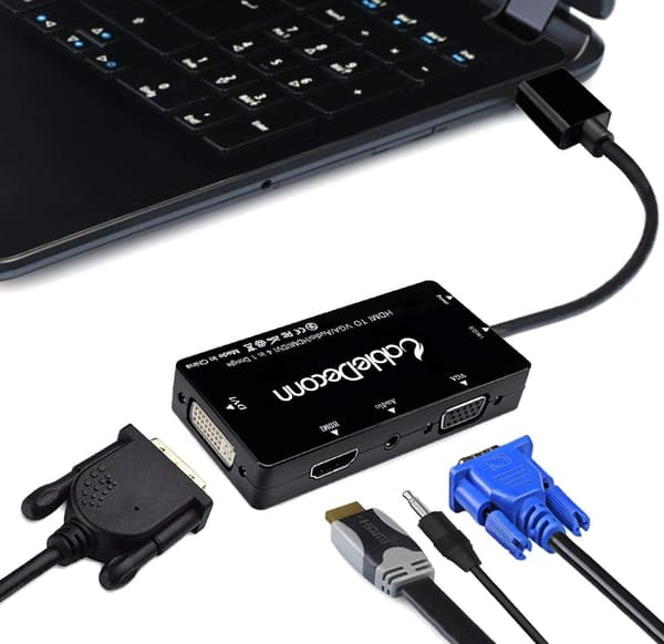 Multiport 4-in-1 HDMI - HDMI/DVI/VGA -adapterikaapeli äänilähdöllä (musta)