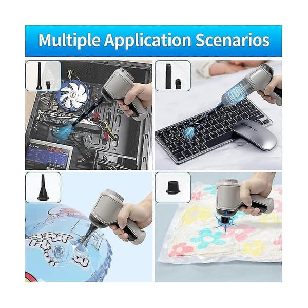 Compressed Air Duster, Keyboard Cleaner, 3-in-1 Mini Vacuum Cleaner, Reusable Rechargeable Cordless Air Duster