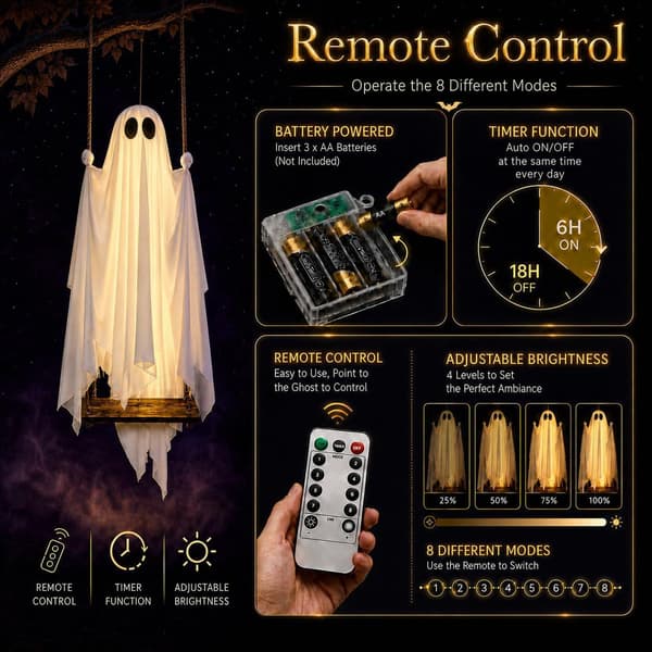 Halloween Hängande Spöke – 1,3 m Stort Spöke, Utomhusdekoration