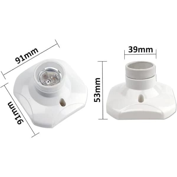 E27 Screw-in Socket for Indoor Ceiling Lamp, Plastic Base, 2-pack