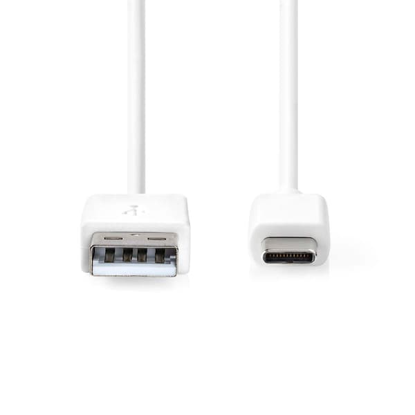 USB-C 2.0-kabel USB-A till USB-C 60 W 480 Mbps 2,00 m Vit Vit