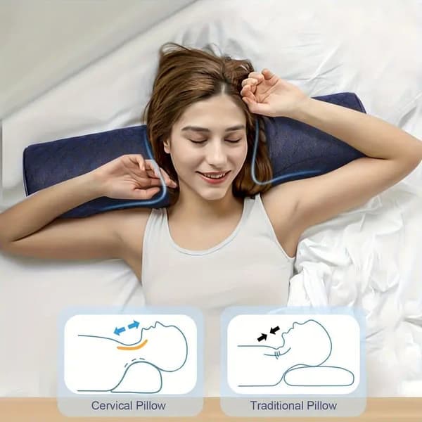 Cervical Neck Pillow, Memory Foam Pillow for Stiff Neck, Neck Support Pillow for Side and Back Sleepers
