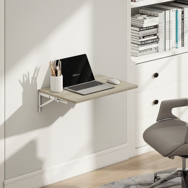 Veggmontert sammenleggbart skrivebord, 60x40 cm, eikefinish
