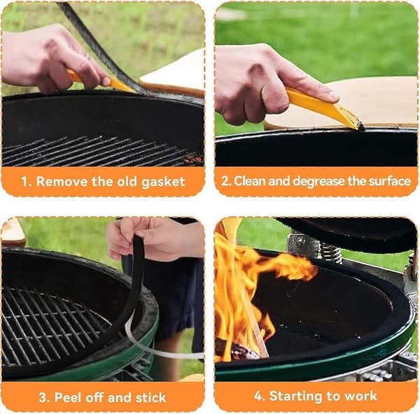 Selvklæbende BBQ-røgforsegling 15 fod til Kamado-grill Big Green Egg FT 15