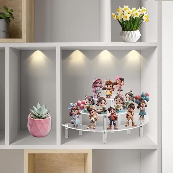 Akryl Displayhyllor Klar 3-Vånings Cupcake Stativ Parfym Organizer Halvmåneformad Dessertställ