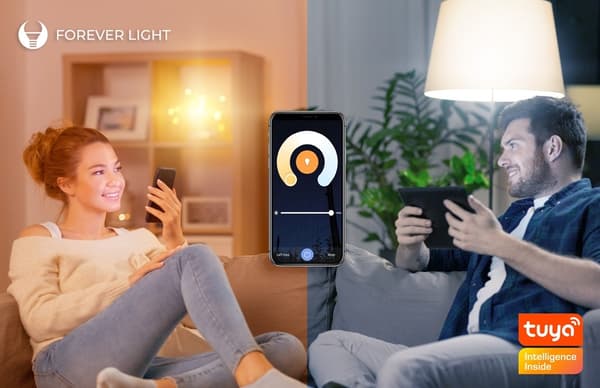 FOREVER LED Smart RGB E27 Wifi Lyspære 10W/60W, 806lm multifärg multicolor