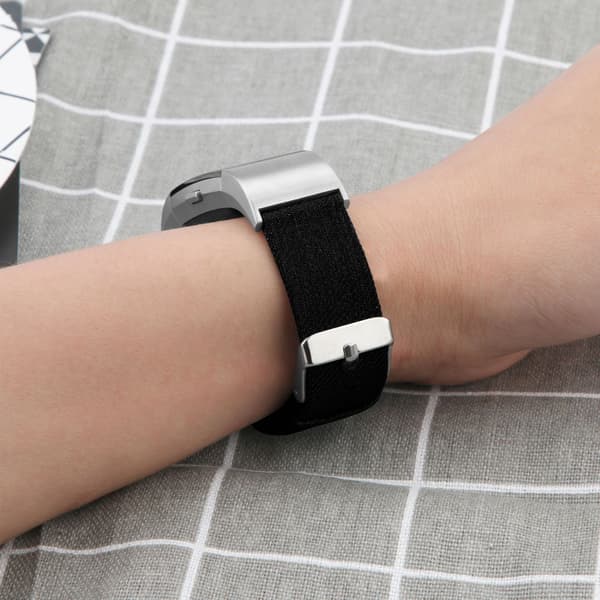 Lærredsurrem blød, åndbar, vaskbar, stilfuld rem passer til Fitbit Charge2 sort 0.1 0.1