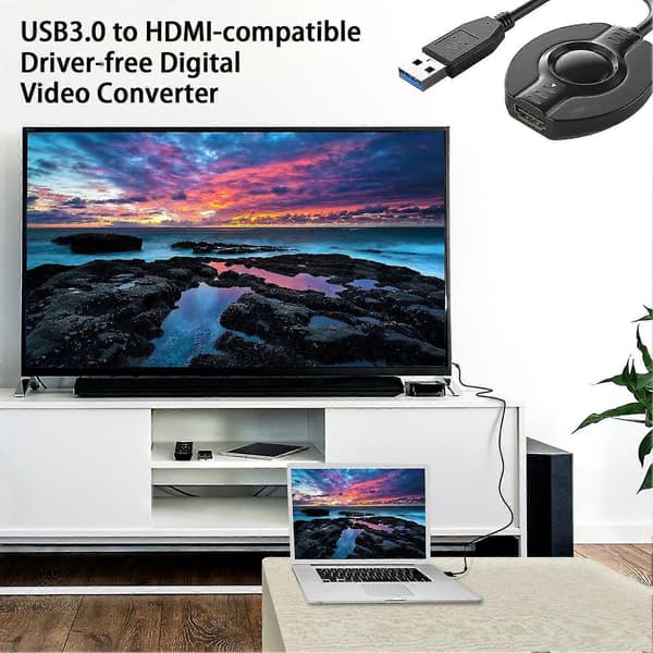 Videokonverter 1080P 60Hz HD-kompatibel USB 3.0 til HDMI-kompatibel videokonverter til bærbar computer