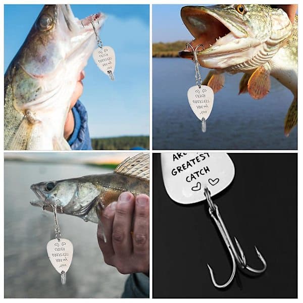2 stk. Personlige indgraverede fiskekroge i rustfrit stål