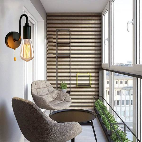 Simple Wall Lamp with Pull Chain, Single Black Head Without Light Source