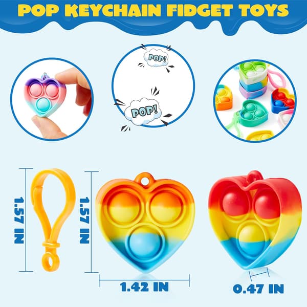30-pack runda Fidget Pop it-nyckelringar, silikon, 3,8 cm, sensoriska leksaker för barn Heart-shaped 30pcs