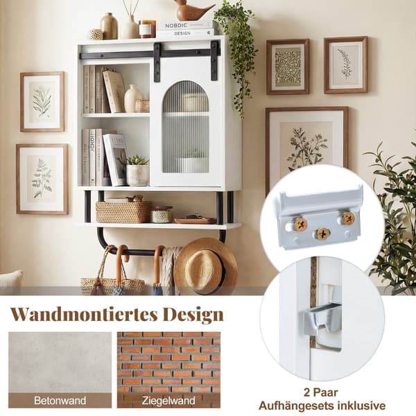 Veggmontert baderomsskap med håndkleholder, hvit