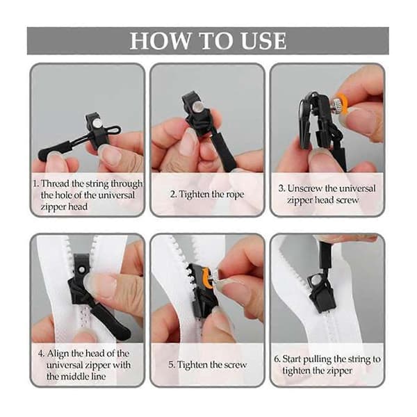 Zipper Repair Kit, 30 Pcs Universal Replacement Zipper Slider Fixer Sliding Teeth Screw Head, Instant Zipper