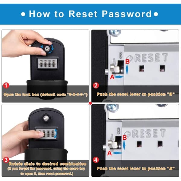 Large Secure Key Lock Box with Code and Emergency Keys, Wall Mounted Outdoor Box for Factory, Car, Garage - Black
