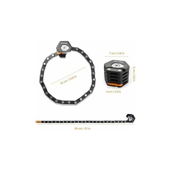 Bike Lock, Portable Compact Folding Chain, Steel Folding Lock with Key, (Black)