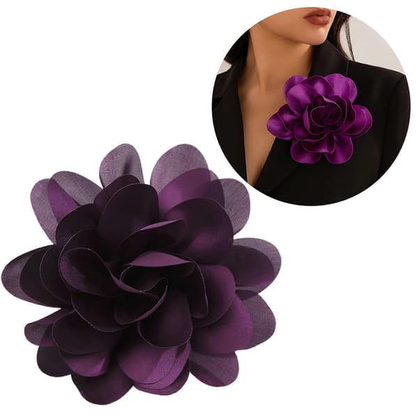 Håndlavet stofblomst reversnål broche charm elegant pynt blå Blue