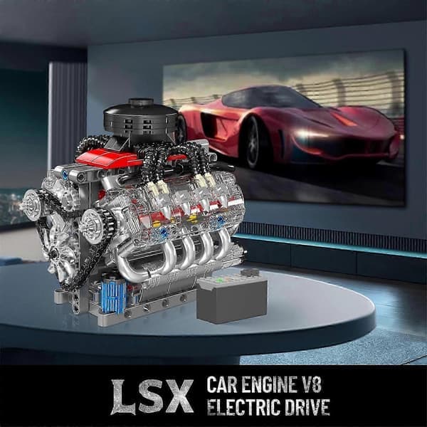 Mould King V8 Engine Building Blocks, Working V8 Engine Model Kit, Build Your Own STEM Model Engine, 8-Cylinder Car Engine