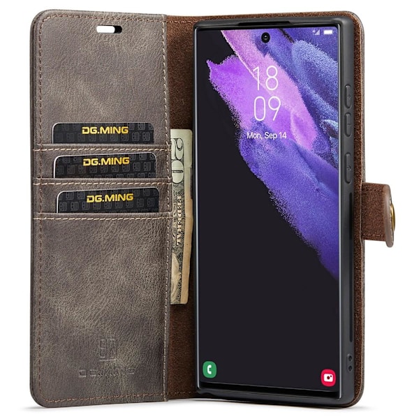 DG MING Samsung S22 Ultra 2-i-1 Magnetisk Wallet Case - Grå Grå