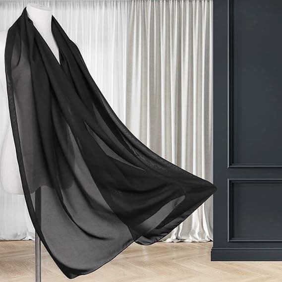 Lette, tynde og bløde chiffonsjaler og -omslag til kvinder, bryllup, aftenfester, kjoler, sjaler, brud, sort sort Black
