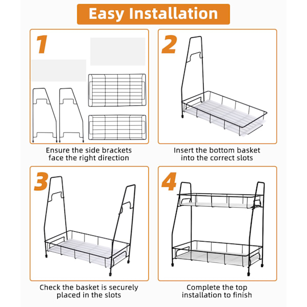 Kitchen Shelf, Countertop Shelf, Spice Organizer, Space-Saving Storage for Kitchen and Bathroom