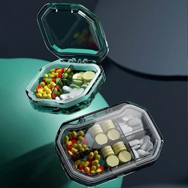 Practical 7-Day Pill Box with 4/6 Compartments, Large Capacity, Buckle, Good Sealing, Pocket-Sized Pill Case from Jikaixiang Blue B