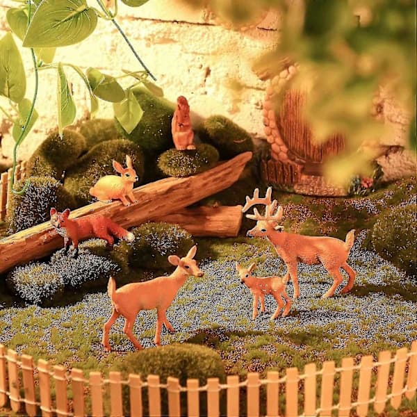 Forest Animal Figurine Set, 6 Pieces, Squirrel, Deer, Rabbit, Fox