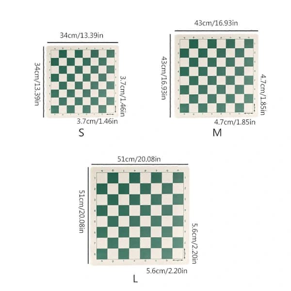 Portable Roll-up Chess Board in Durable Leather Black White