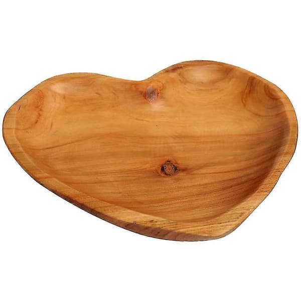 Træfad, hjerteformet serveringsfad i træ, til frugt brød salat