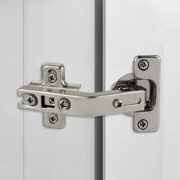 135 Degree Concealed Cabinet Hinges Pair, Self-Locking Clip-On Steel Hinges for Frameless Kitchen and Bathroom Doors, Silver