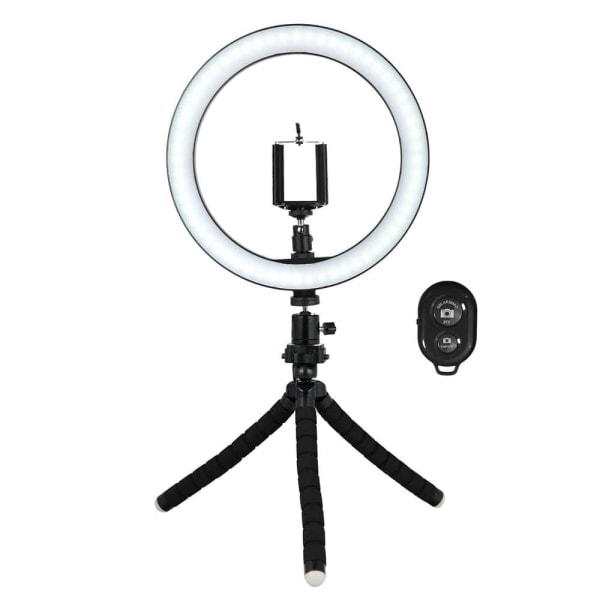 TG Selfie Lampe/Ringlampe (26 cm) med Bøjbar Stativ Multifarvet