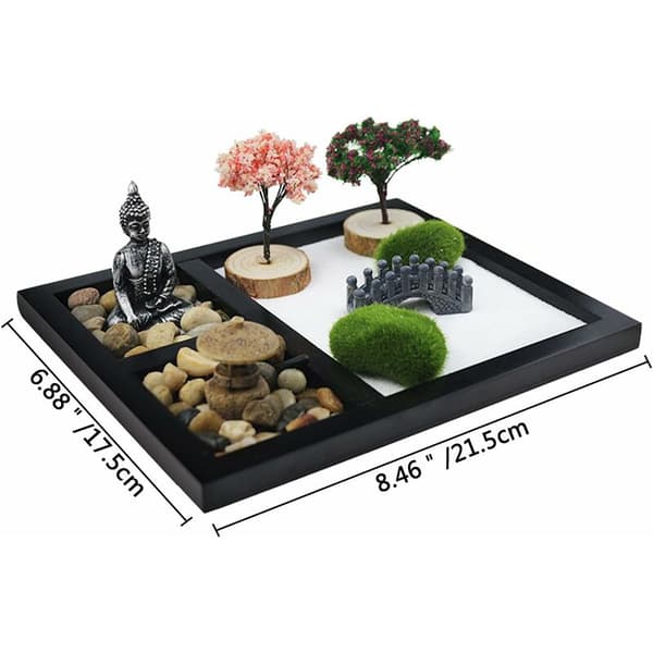 Miniatyr Zen-hage med Rive, Harpiks & Bambu, Sandkassedekorasjon