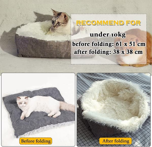 Katte- og hundeseng 2-i-1, 61 x 51 cm