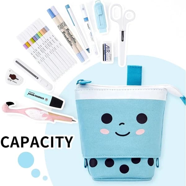 NA/Standing Pencil Case Telescopic Pen Holder Writing Bag-B