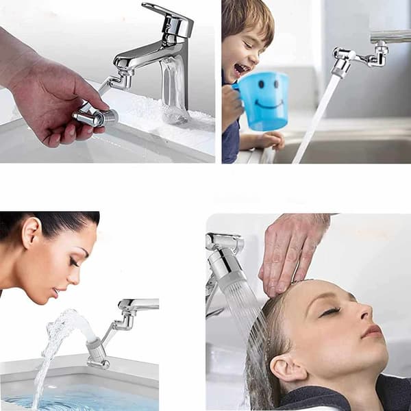 Forlengelseskran – Svingbar 1080° | Multifunksjonell dyse med 2 moduser Aluminium silver