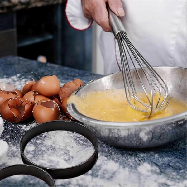8-pakning muffinsringer i rustfritt stål, 10 cm, crumpetringer, non-stick bakeform, eggeringer