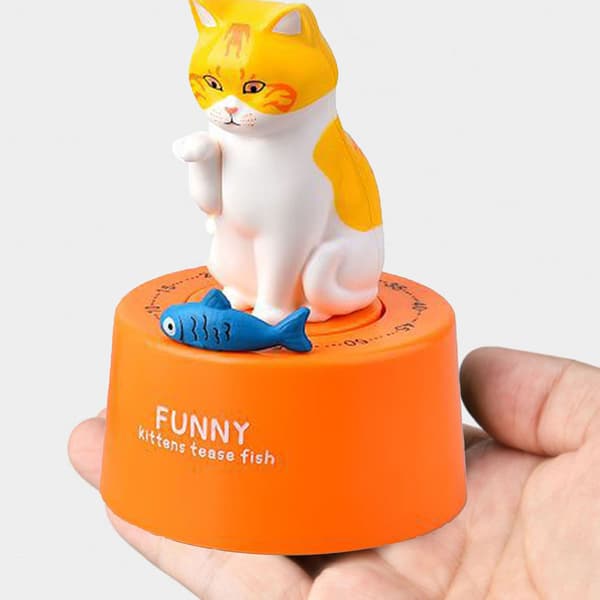Mechanical Kitchen Timer, 60 Minute Visual Countdown, Cute Cartoon Animal, Orange