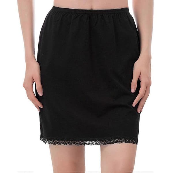Elastisk talje blonde underkjole halv underkjole dame One-size sort Black