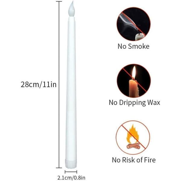 LED-lys, koniske, 28 cm, 6-pak, batteridrevne, flamfrie