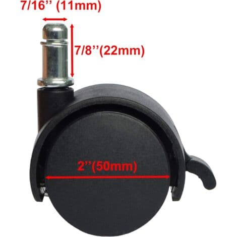 Erstatningshjul for kontorstoler eller krakker, 5,1 cm - med brems (5-pakning)