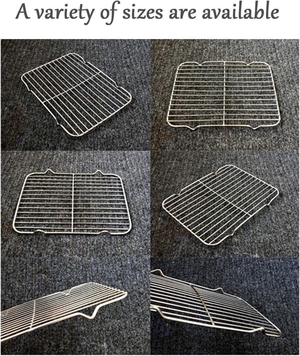 Kraftigt ovngitter i rustfrit stål - 13,5 x 22,2 cm bage- og kølegitter med 4 fødder, perfekt til luftstrøm, bageplader og stegning