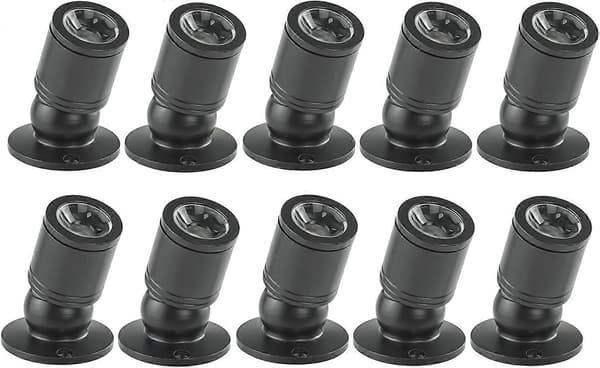 Mini LED Downlight 1W Recessed Ceiling Spotlight with Driver 100-265V AC 10pcs [Energy Class A+] (Black, Warm Light)