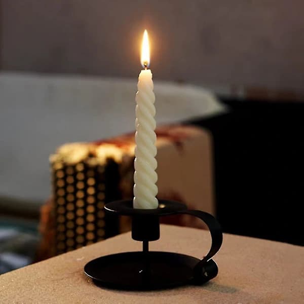 2 pcs Retro Candlestick Black Metal Candlestick Spike Candlestick With Handle Iron