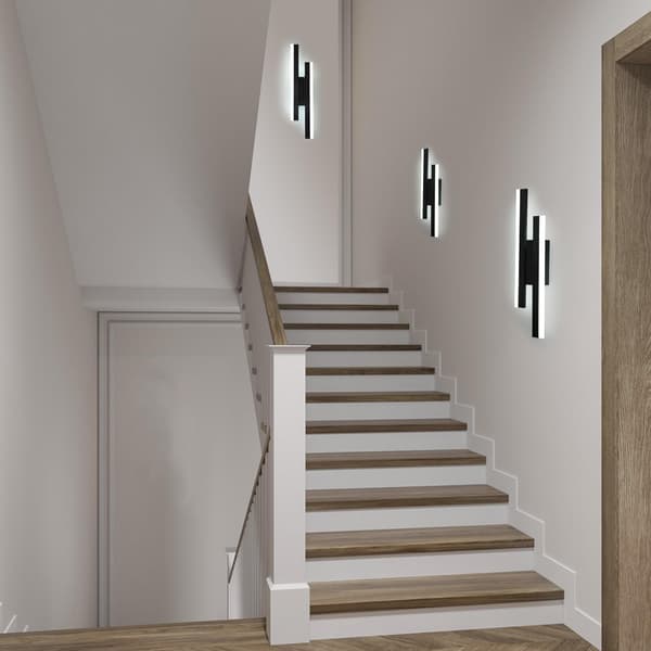 Modern 50cm LED Wall Light, 16W Creative Long Parallel Design, 3 Color Temperatures 3000K/4000K/6000K, Black-FX-