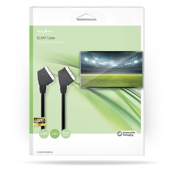 SCART-kabel hann 2,00 m svart 480p PVC