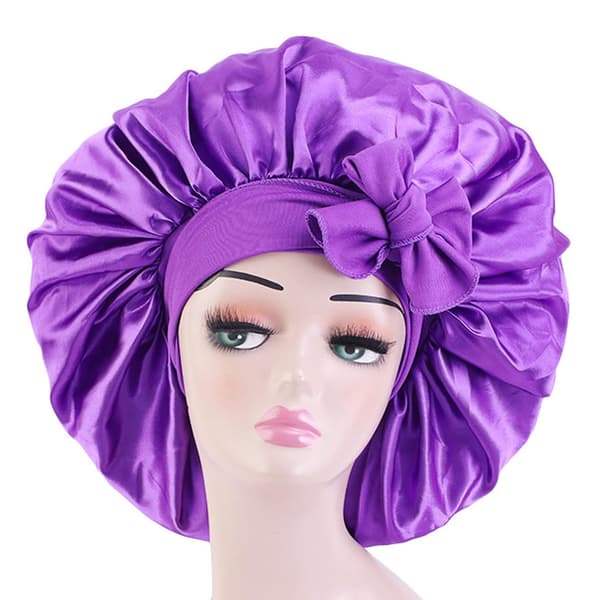 Satin Bonnet Sidenmössa Hårmössa (Lila) Jumbo Storlek för Sle